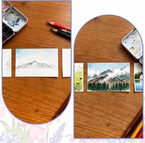 Miniatura 7 de 120 piezas de papel de acuarela de algodón natural de 300 GSM, papel de artista de prensa en frío de 2.5 x 3.5 pulgadas para estudiantes, artistas