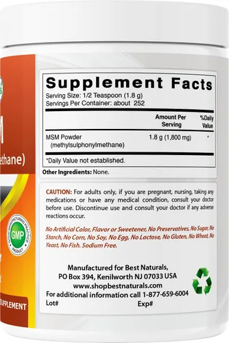 Miniatura 6 de Best Naturals Polvo MSM 100% puro, 1 libra