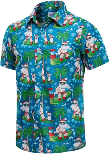 Miniatura 29 de EUOW - Camisas hawaianas para hombre de manga corta con botones, estampadas para la playa y el verano