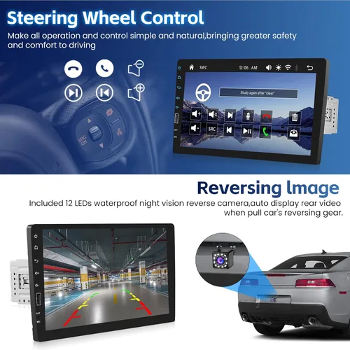 Miniatura 6 de Radio AM de 9 pulgadas de un solo DIN para automóvil con Carplay inalámbrico Android Auto, pantalla táctil IPS estéreo para automóvil con enlace