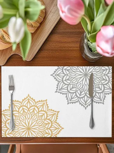 Miniatura 3 de Elegant Dahlia Flowers - Juego de 4 manteles individuales de lino y algodón, resistentes al calor, antideslizantes, lavables, para banquetes