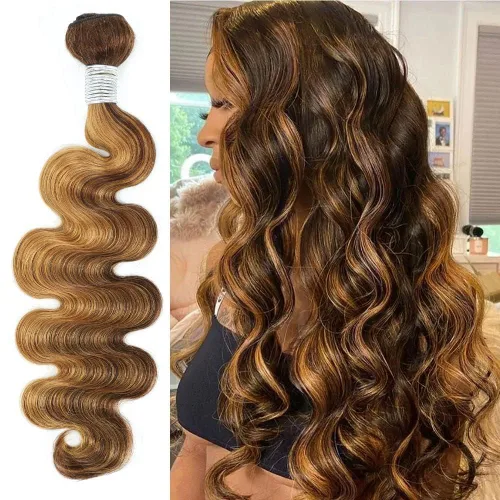 Miniatura 21 de ALHER Long Deep Part 2x6 Closure Body Wave Honey Blonde Highlight, Ombre Brown and Blond 2x6 Kim K Transparent HD Lace Closure Pre Plucked With Baby