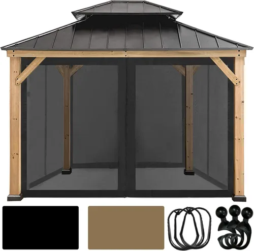 Miniatura 15 de Coastshade Panel de toldo de pérgola de repuesto para pérgola de 8 pies, paneles de privacidad para cenadores con 10 anillos de cortina y ganchos
