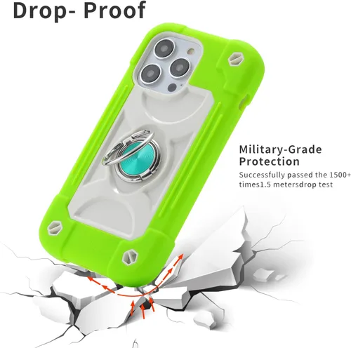 Miniatura 2 de MARKILL Funda compatible con iPhone 14 Pro de 6.1 pulgadas con soporte de anillo integrado, protección contra caídas de grado militar, carcasa