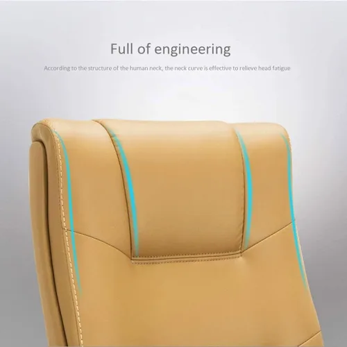 Miniatura 4 de Silla de oficina de cuero con silla de soporte lumbar, cojín de asiento grueso, altura ergonómica del asiento y respaldo del asiento y silla