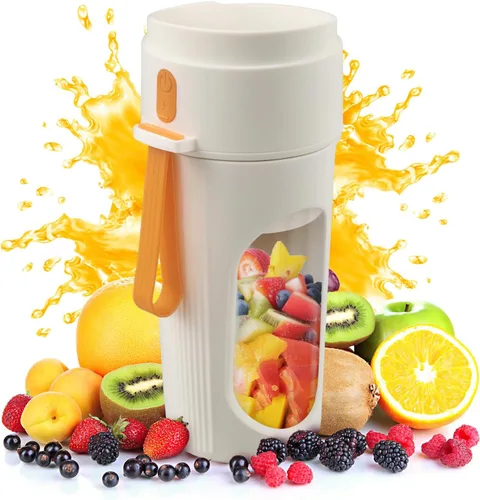 Licuadora portátil para batidos, licuadora personal apta para lavavajillas para batidos y jugos frescos, botella portátil de 15 onzas sin BPA con 12