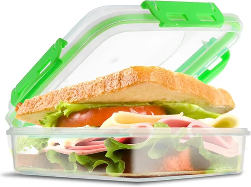 Miniatura 8 de Tafura Recipientes y cajas para sándwiches de alta calidad, sin BPA, para loncheras, duradero y reutilizable, soporte para sándwiches para mayor