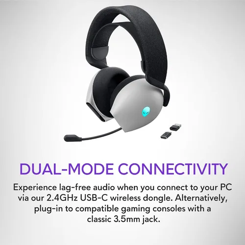 Miniatura 8 de Alienware AW720H Auriculares inalámbricos para juegos de modo dual - Sonido espacial Dolby Atmos, inalámbrico 2.4 GHz, cable de conector de 0.138