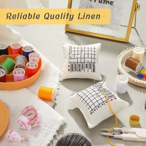 Miniatura 3 de 2 piezas de cojín de lino para máquina de coser, accesorios de cojín de alfiler grande