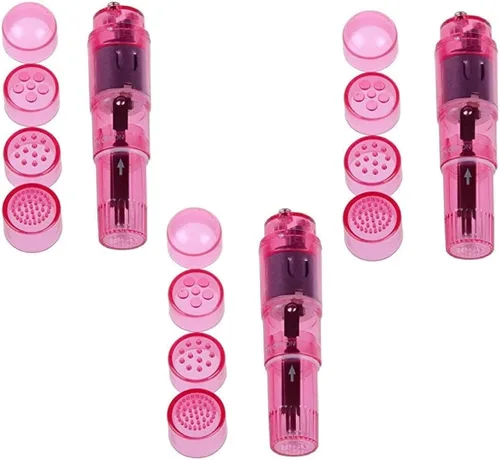 Mini masajeador facial portátil de belleza bolígrafo de viaje para cara, cabeza, cuello, ojos, paquete de 3 unidades, color rosa