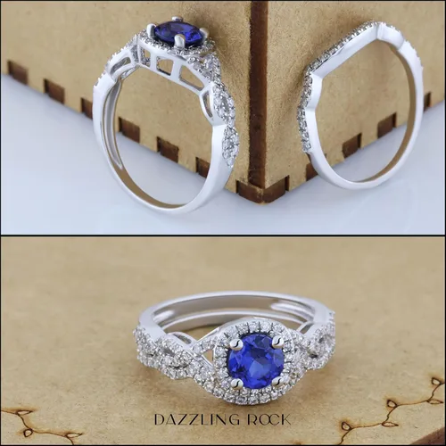 Miniatura 22 de Dazzlingrock Collection Juego de anillos de boda redondos de 0.228 in creados en laboratorio y diamantes blancos naturales para mujer
