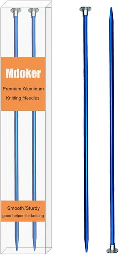 Miniatura 10 de Mdoker Agujas de tejer de aluminio de 13.8 pulgadas, aguja de tejer para suéter de metal recto de un solo punto de color para proyectos de tejer
