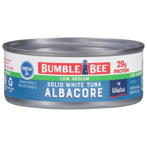 Miniatura 13 de Bumble Bee - Atún blanco sólido en aceite, lata de 12 onzas, atún capturado en estado salvaje, 0.74 oz de proteína por porción, alto en omega-3, sin