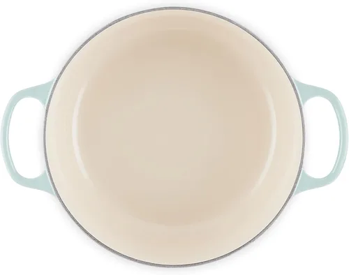Miniatura 3 de Le Creuset Horno holandés redondo de hierro fundido esmaltado, 5.5 cuartos de galón, Sal Marina Sea Salt
