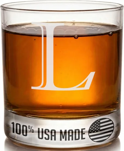 Miniatura 21 de Monograma grabado de cristal de whisky Rocks de 11 onzas (letra S), regalos de bourbon personalizados de la A-Z para hombres, día del padre, vidrio