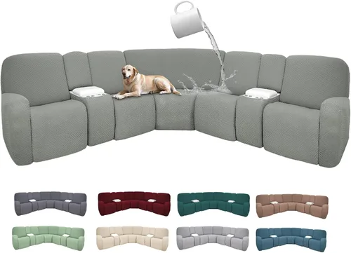 Miniatura 82 de Fundas de sofá reclinable seccional 100% impermeables para sofá reclinable en forma de L, funda de sofá modular de esquina en forma de L, fundas