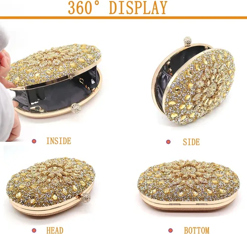 Miniatura 3 de Crbeqabe Bolso de mano de noche con diamantes de imitación para mujer, bolsos de mano con diamantes de novia, bolso de boda, baile de graduación
