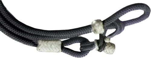 Miniatura 4 de Cuerda de nailon negro con nudos blancos, piel cruda, tachuelas de caballo trenzadas a mano, rinas Romal Romel hechas a mano, 8.5 pies, 52 pies Romel