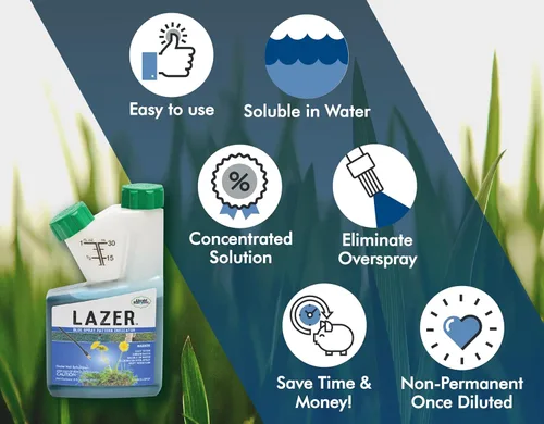 Miniatura 6 de Liquid Harvest Lazer - Indicador de patrón de aerosol concentrado azul, 8 onzas, tinte perfecto para malas hierbas, marcado de fertilizante