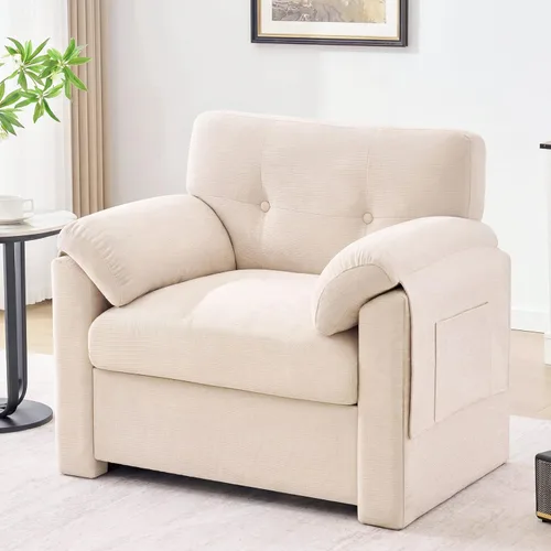 Miniatura 18 de Howjoe Sillón Extragrande de Chenilla, Sillas de Acento de 38.6 Pulgadas de Ancho para Sala de Estar y Dormitorio Silla de Descanso Moderna, Silla