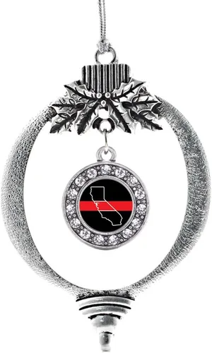 Miniatura 119 de Inspired Silver - Bonita bandera estadounidense - Adorno de Navidad plateado - Adorno de árbol de Navidad con dije circular con circonita cúbica