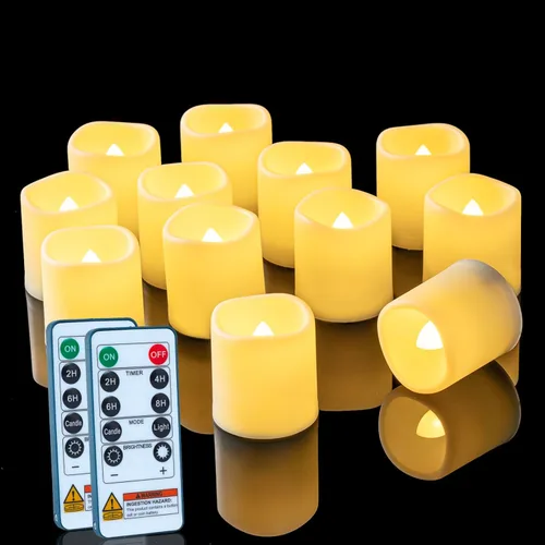 Miniatura 7 de Homemory Paquete de 24 Velas Sin Llama de Más de 400 Horas con Control Remoto, Velas Votivas LED con Temporizador de 2/4/6/8H, Luces de Té que