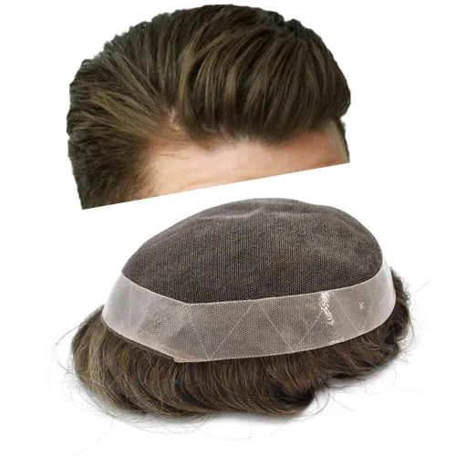 Miniatura 17 de Toupee para hombres, postizos, sistema de reemplazo de cabello de encaje francés para hombres, pieza de pelo polivinílico para hombres, sistema