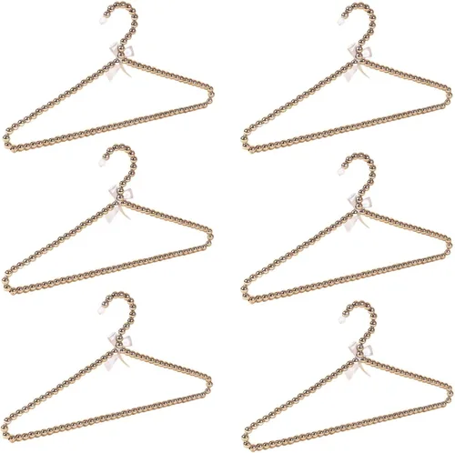 Miniatura 8 de Juego de 6 perchas de perlas para colgar ropa para bodas, damas de honor, para vestidos de boda, perchas estándar de perlas (negro, 6)