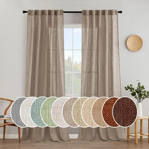 Miniatura 69 de MIULEE Cortinas de lino blanco de 108 pulgadas de largo para dormitorio, sala de estar, cortinas de ventana con textura de lino suave y grueso, Lino