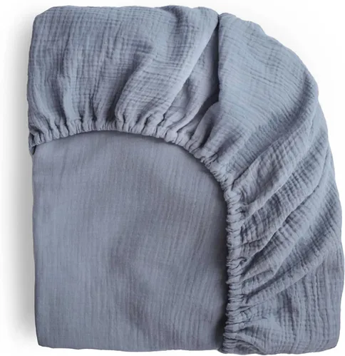 mushie Sábana bajera ajustable de muselina extra suave | 192 hilos | 28 x 52 pulgadas (Tradewinds)