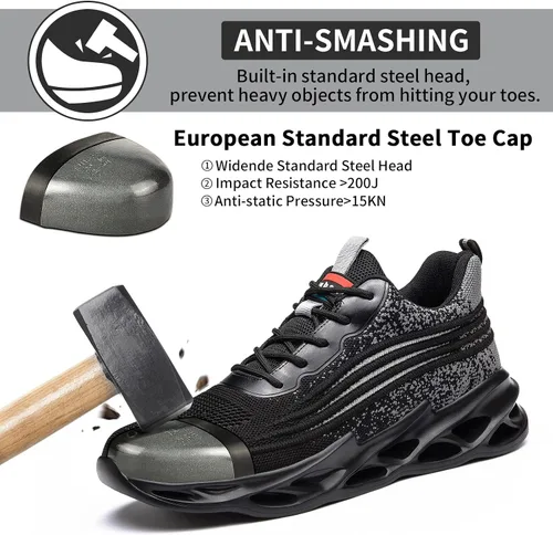 Miniatura 2 de ARCHINSERT Zapatos de punta de acero para hombres y mujeres, unisex, a prueba de pinchazos, zapatos de seguridad transpirables y antideslizantes
