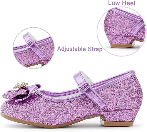Miniatura 4 de Furdeour - Zapatos de vestir para niñas estilo Mary Jane ideal para damitas de honor, zapatos con brillantina de princesa para niñas pequeñas