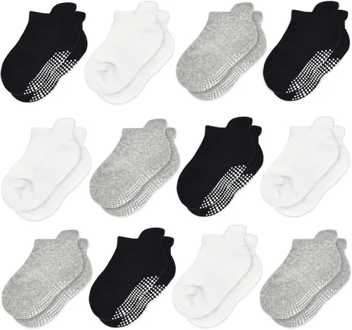 Calcetines antideslizantes para niños pequeños 12 pares de calcetines de agarre para niños y niñas calcetines antideslizantes para niños de 1 a 7