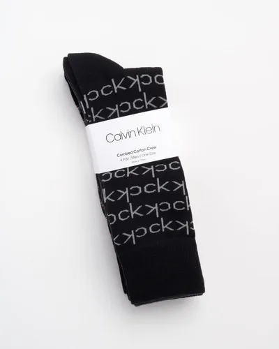 Miniatura 2 de Calvin Klein Calcetines de vestir para hombre - Calcetines estampados de mezcla de algodón (4 pares)