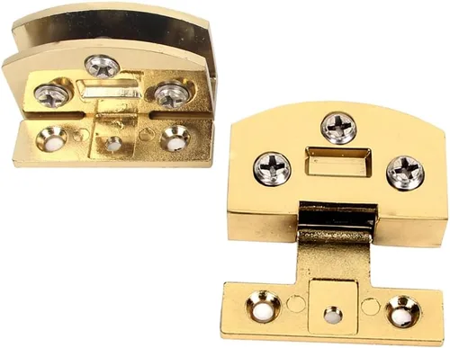 Miniatura 3 de Paquete de 2 bisagras de puerta de vidrio sin marco de 90° con tornillos negros para gabinete de ducha de vidrio sin taladro, bisagras de puerta a