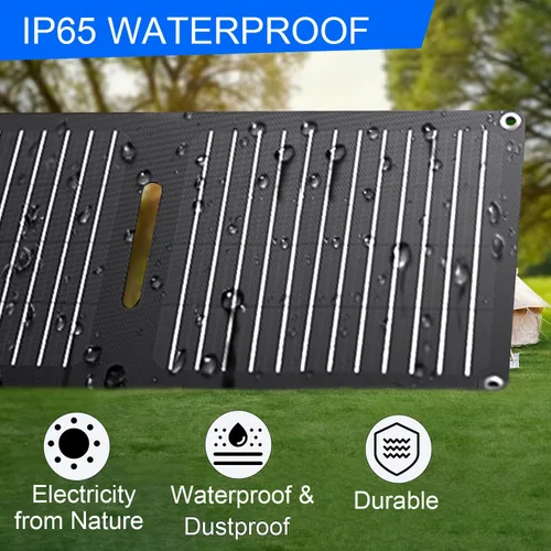 Miniatura 3 de Paneles solares portátiles de 60 W, panel solar plegable ETFE con puertos USB-C/USB-A/CC para senderismo, camping, mochileros, cargador solar