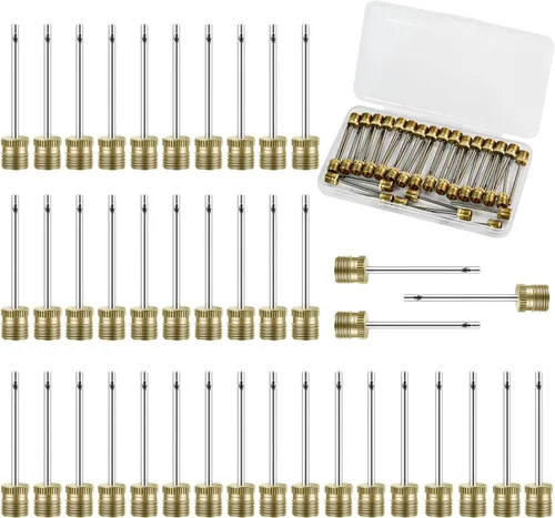 20 Pack Brass Ball Pump Needles with Storage Case - Heavy Duty No Break Air Pump Needles for Basketball 42 Paquete