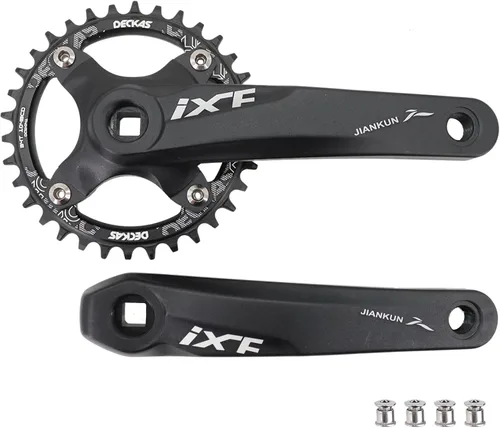 Miniatura 11 de DJC MTB - Juego de bielas cuadrado con agujero cónico 104BCD con plato 32 34 36 38T 6.693 in 6.890 in Bielas aluminio negro rojo