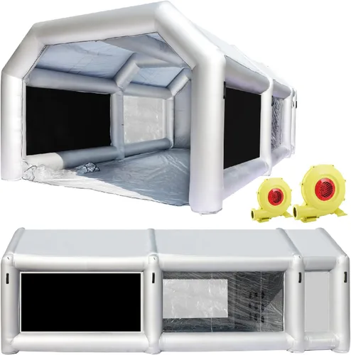 Mokmok Cabina de pintura inflable de 28 x 15 x 10 pies, la cabina de pintura portátil está equipada con un sistema de filtración de aire de alta