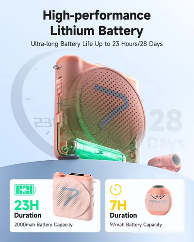 Miniatura 6 de 7RYMS WA2 Amplificador de voz inalámbrico para profesor con micrófono de solapa magnético, altavoz de micrófono portátil, cancelación de ruido