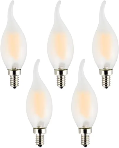 Bombilla LED de bajo voltaje DC 12V 2W para candelabro de 12V-24V CC, 12V CA, color de luz blanca cálida 2700K, base pequeña E12, reemplazo