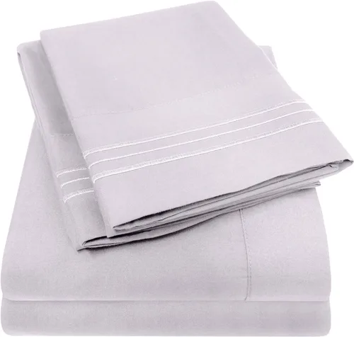 Miniatura 41 de Juego de sábanas y fundas de almohada de la colección 1500 Supreme, tamaño Queen, estampado Paisley gris - Juego de sábanas y fundas de almohada