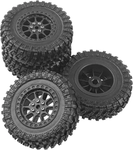 Miniatura 4 de Neumáticos de goma OD de 2.7 pulgadas y llantas de plástico compatibles con MN Modelo MN90 MN91 MN45 MN96 MN99 MN99S MN98 1/12 RC Car (negro)