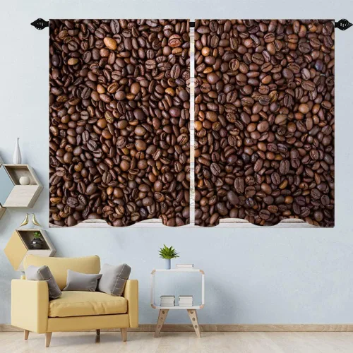 Miniatura 3 de Cortinas de café en grano de cocina, té de la tarde, con bolsillo para barra, cortinas cortas para ventana de baño, juego de 2 paneles de 27.5