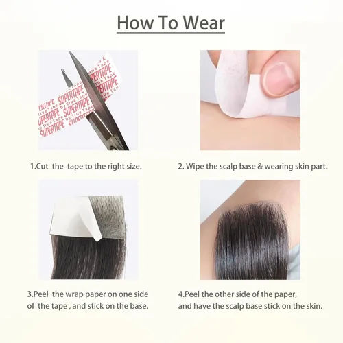 Miniatura 5 de Reemplazo de cabello humano con cicatrices, quemaduras accidentales sin vello para hombres y mujeres, pérdida de línea de cabello, cinta recta