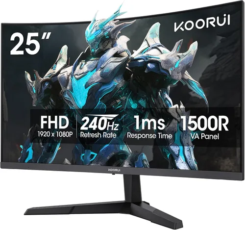 Miniatura 14 de KOORUI - Monitor curvo de 24 pulgadas para juegos, R1500, Full HD, 1080P, monitor de 75 Hz, HDMI, VGA, ajuste de inclinación, monitor LCD