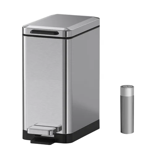 Miniatura 9 de Mbillion Cubo de basura para baño con tapa - Cubo de basura delgado de acero inoxidable con pedal - Papelera de metal - Cubo de basura rectangular