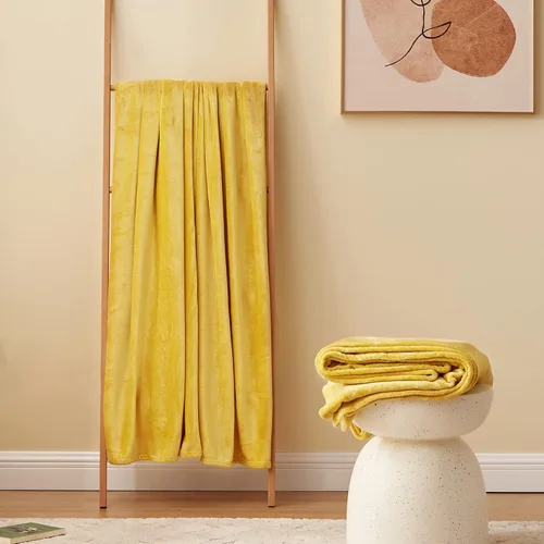 Miniatura 8 de RUIKASI Manta de forro polar individual – Manta de franela mullida de felpa amarilla para cama individual, manta súper suave y cálida para sofá