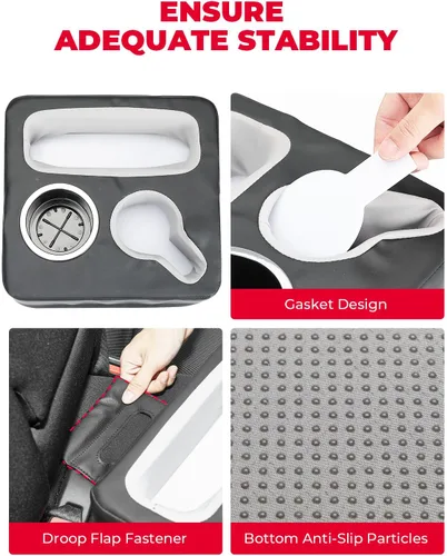Miniatura 5 de KEMIMOTO Portavasos de asiento trasero para automóvil, portavasos para sofá, organizador para auto, camión, barco, bandeja expansora para sofá, cama