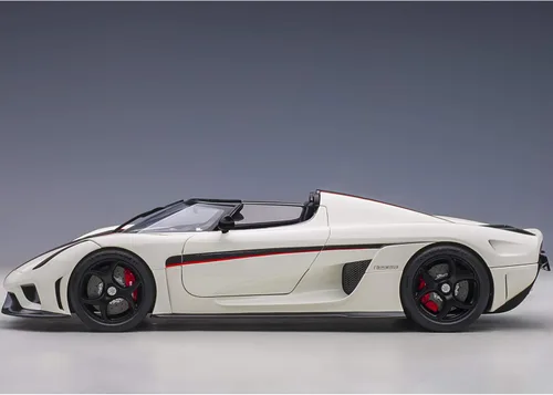 Miniatura 6 de Koenigsegg Regera 79027 - Coche modelo 1/18 blanco con carbón negro y rayas rojas